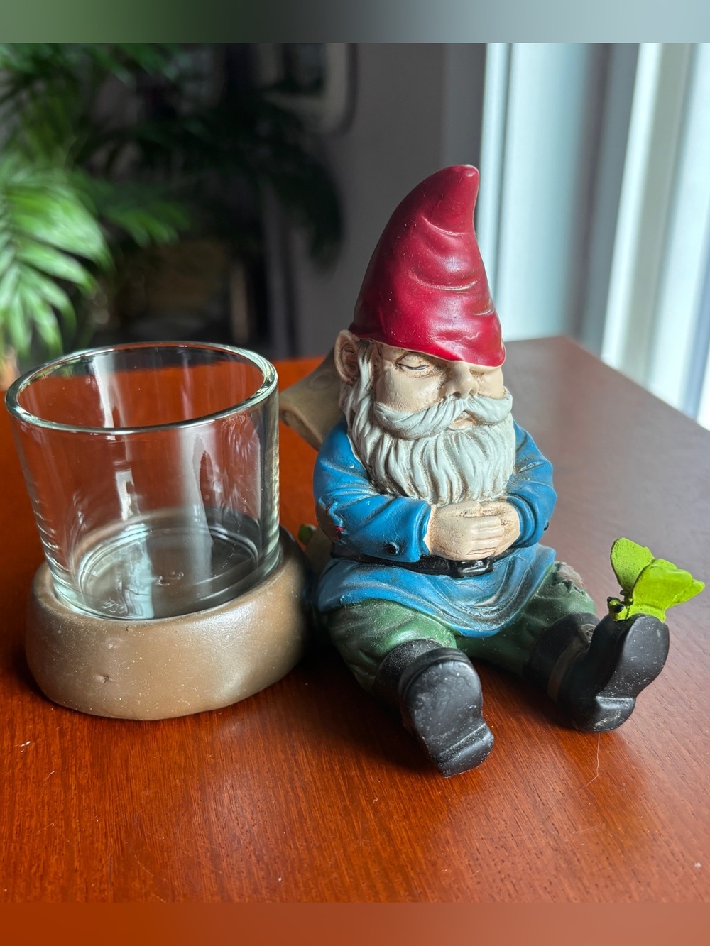 PartyLite Gnome Candle Holder Glass